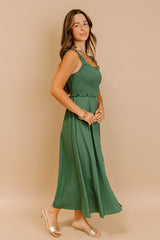 Harvest Lane Linen-Blend Midi Dress in Green