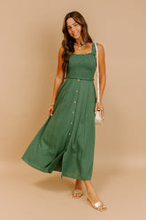 Harvest Lane Linen-Blend Midi Dress in Green