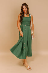 Harvest Lane Linen-Blend Midi Dress in Green