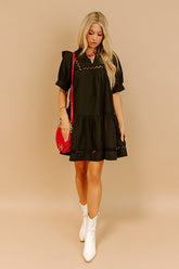 Wisteria And Wine Mini Dress in Black