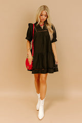 Wisteria And Wine Mini Dress in Black