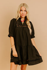 Wisteria And Wine Mini Dress in Black