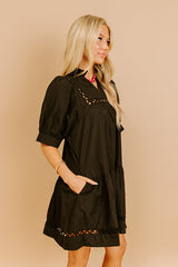 Wisteria And Wine Mini Dress in Black