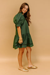 Wisteria And Wine Mini Dress in Hunter Green