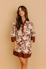 Sweet Harmony Floral Mini Dress in Chocolate