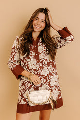 Sweet Harmony Floral Mini Dress in Chocolate