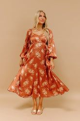 Sweet Whimsy Floral Satin Midi