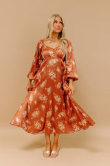 Sweet Whimsy Floral Satin Midi
