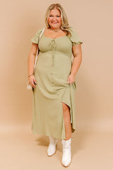 Vineyard Verse Smocked Midi Dress Curves