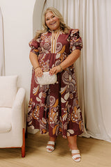 Meadow Merlot Floral Midi Dress Curves