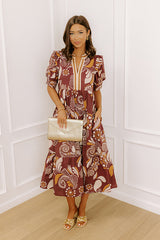 Meadow Merlot Floral Midi Dress