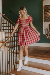 Cider Season Smocked Mini Dress in Wine