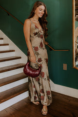 Midnight Garden Satin Floral Maxi Dress
