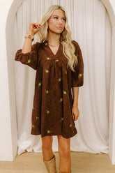 Harvest Lane Embroidered Corduroy Mini Dress