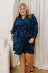 Kind Smile Jacquard Mini Dress in Navy Curves