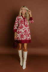 Sweet Harmony Floral Mini Dress in Wine