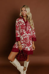 Sweet Harmony Floral Mini Dress in Wine