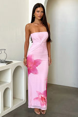 Lennen Strapless Mesh Maxi Dress - Pink