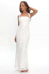 Serenya Halterneck Embellished Maxi Dress White
