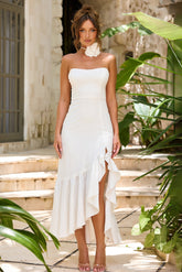 Moonflower Reverie Stretchy Cotton Midi Dress - White