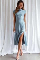 Lucinda Twist Back Midi Dress Blue