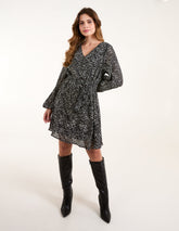 Pleated Mini Dress With Belt