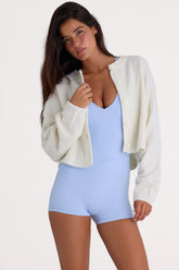 Knit Cropped Cardigan in Ivory