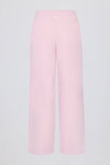 Knit Mid-Rise Wide-Leg Joggers in Soft Pink
