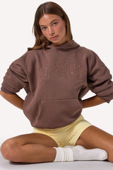 Embroidered Oversized Hoodie in Cocoa