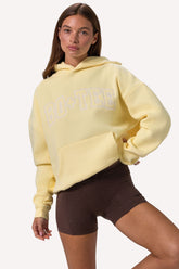 Embroidered Oversized Hoodie in Soft Yellow