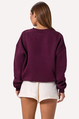 Oversized Crew-Neck Jumper in Burgundy