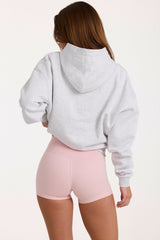 Oversized Applique Hoodie in Grey Marl