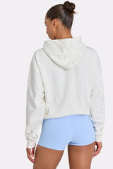 Oversized Applique Hoodie in Coconut Polka Dot