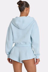 Oversized Zip-Up Hoodie in Powder Blue
