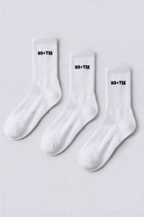 Ribbed Half-Crew 3-Pack Socks in White
