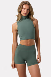 Soft Active Turtleneck Tank Top in Khaki