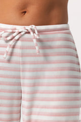 Ribbed Jersey Low-Rise Trousers in Pink Stripe