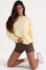 Ribbed Knit Oversized Jumper in Lemon