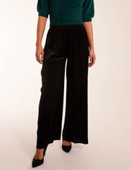 Wide Leg Textured Velour Trouser