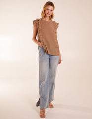 Button Back Frill Top