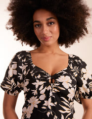 Ring Detail Milkmaid Mini Dress