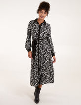 Contrast Midi Shirt Belted Dress