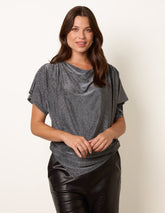 Asymmetric Draped Cowl Neck Top