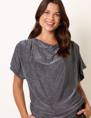 Asymmetric Draped Cowl Neck Top