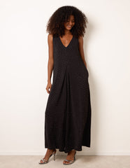 Pleat Front Diamante Jumpsuit