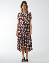 High Low Hem Notch Collar Dress