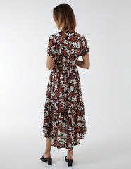 High Low Hem Notch Collar Dress