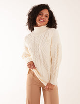 Cable Knit Roll Neck Jumper