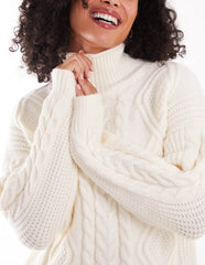Cable Knit Roll Neck Jumper