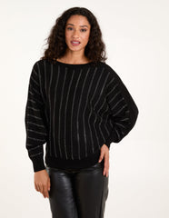 Striped Diamante Batwing Jumper
